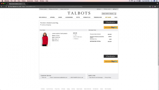 Talbots Checkout Page 